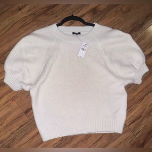 Express cream Puff Sleeve Sweater – Short Sleeve Knit Top (Size M, NWT)